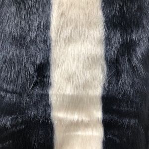 Faux fur ASOS scarf — navy & cream striped.